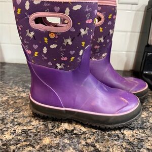Bogs Purple Kids' Rain Boots with Unicorn Print
